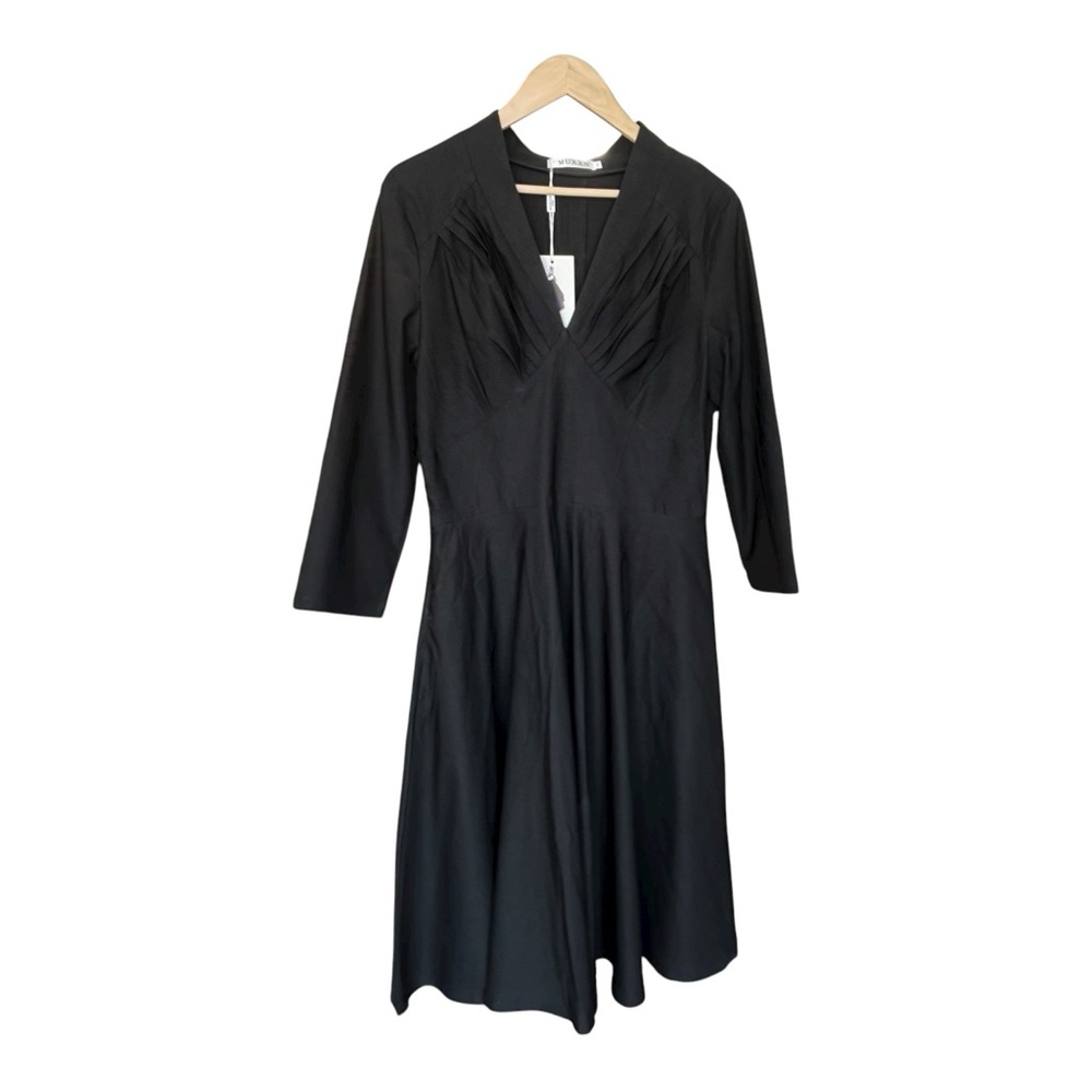 MUXXN Long Sleeved Retro Swing Dress in Black - Size 2XL